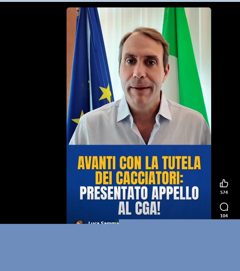SICILIA, VIDEO DELL’ASSESSORE SAMMARTINO: “AVANTI CON LA TUTELA DEI CACCIATORI”. INSORGE IL WWF