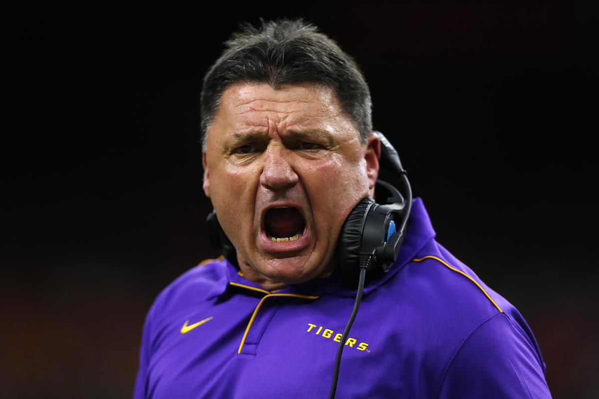 LSU Coach Ed Orgeron Spotted Back on Practice Field