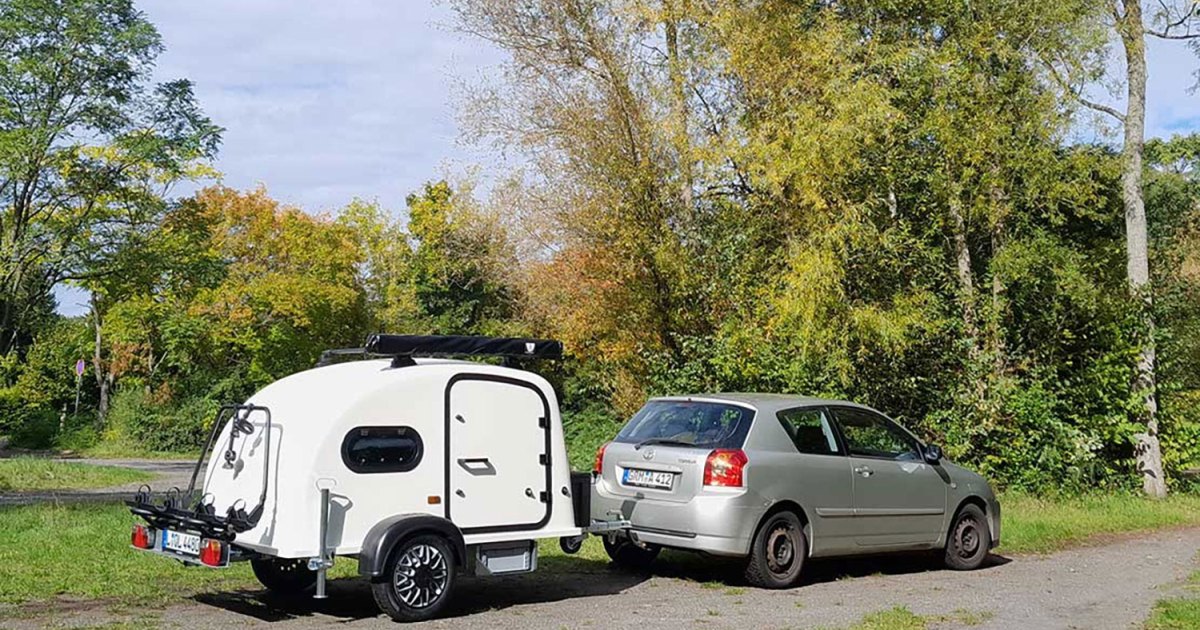 You can tow this compact, 500-pound teardrop travel trailer with almost anything