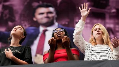 Charlie Kirk's widow forgives shooter at memorial attended by Trump, Bishop Barron