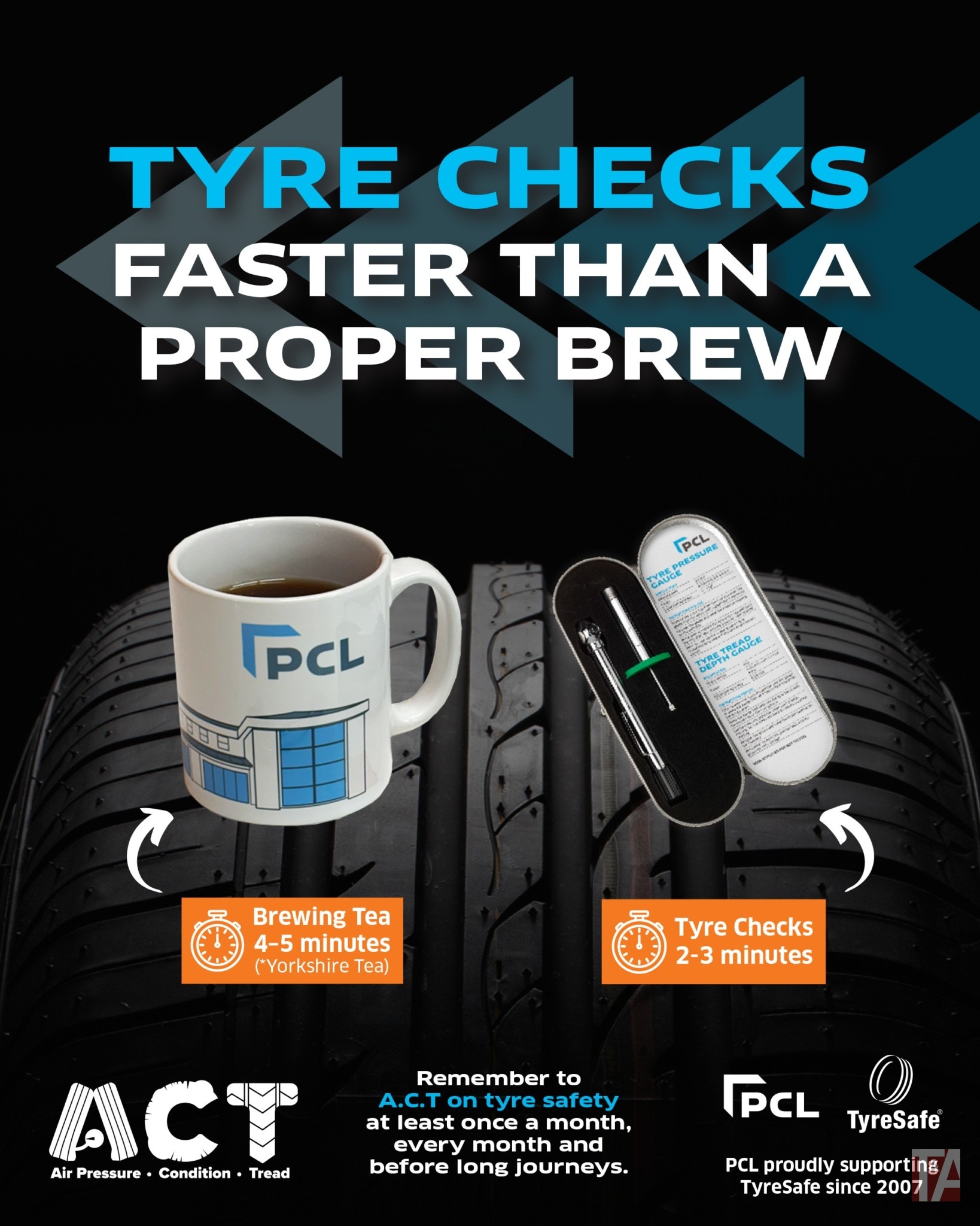 Faster than a brew – PCL advocates for tyre checks