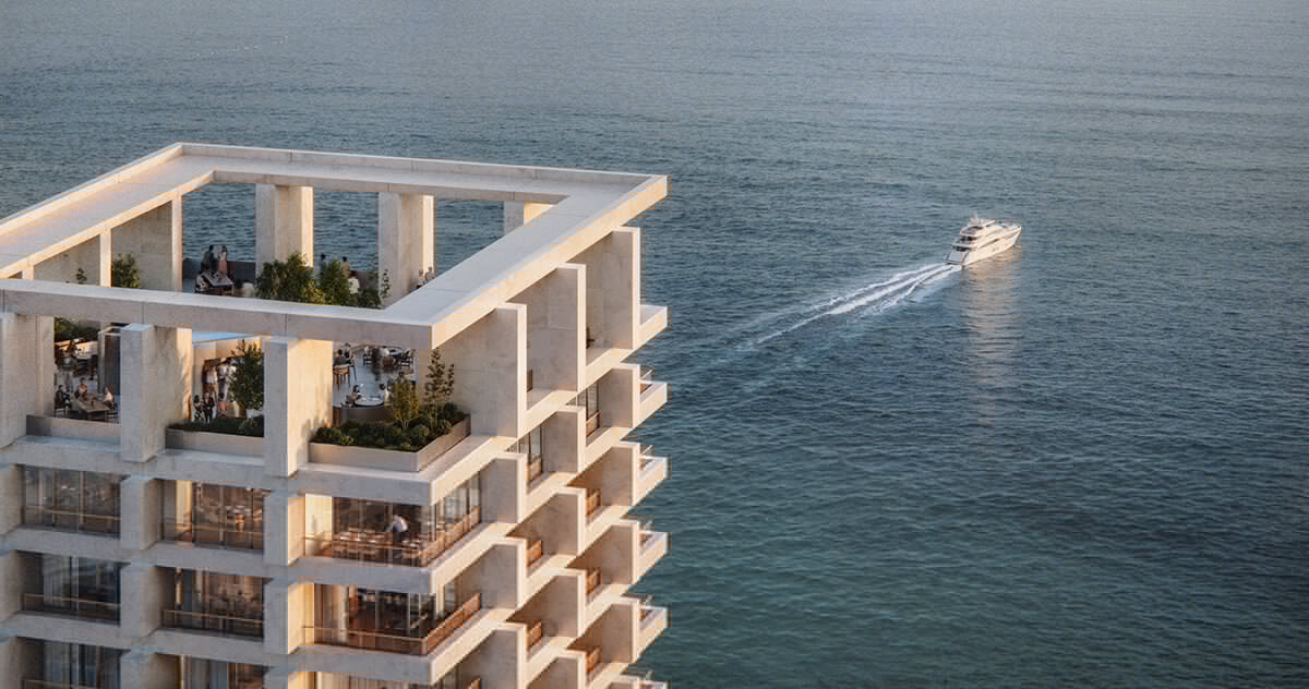 OODA designs DUAS towers as a pair of marble figures gazing over albania’s coast