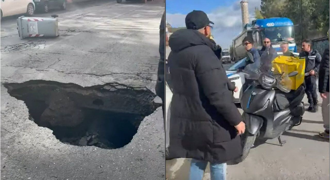 Napoli, si apre voragine a Bagnoli: stop ai tir diretti al cantiere dell'America's Cup