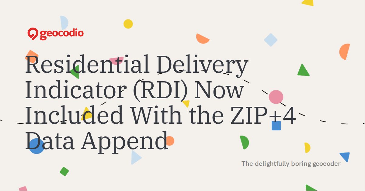 Residential Delivery Indicator (RDI) Now Included With the ZIP+4 Data Append