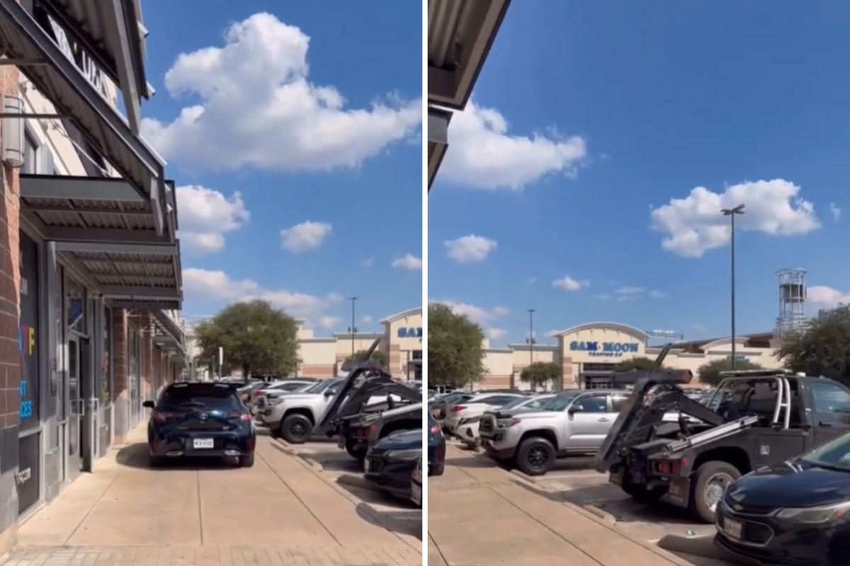 Watch Dallas Driver Avoid Tow by Driving Off on Sidewalk