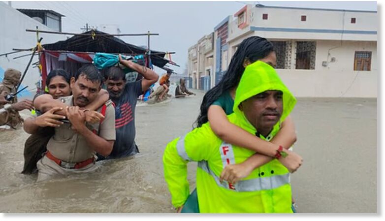 Heavy rainfall triggers flash floods in the central state of Telangana, India - hits road and rail traffic - 16.4 inches of rain in 9 hours