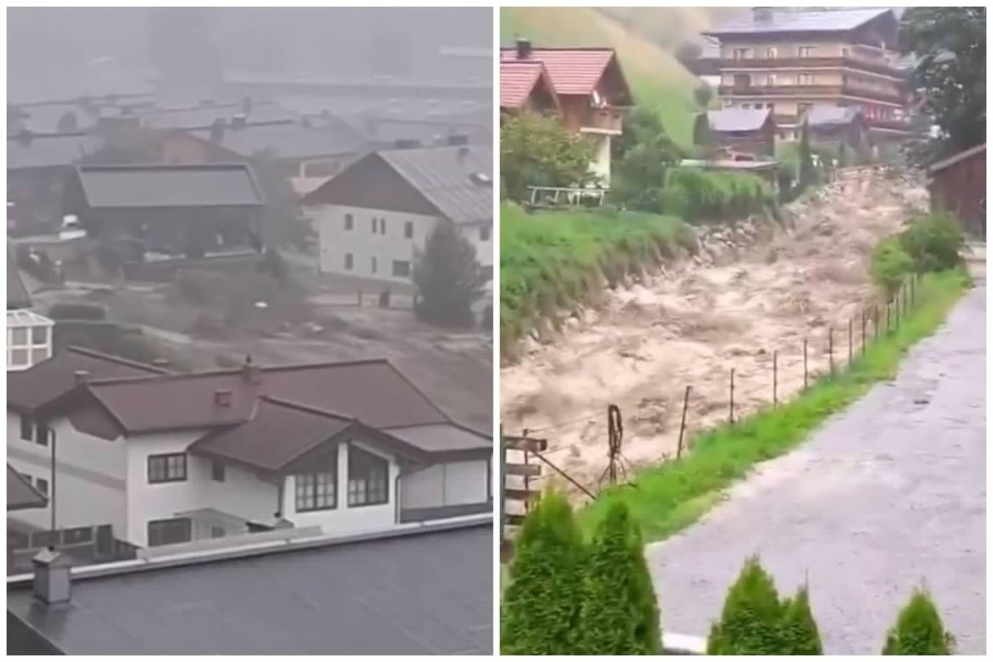 Stiprios audros Austrijoje virsta košmaru: potvyniai, nuošliaužos ir įstrigę keliautojai