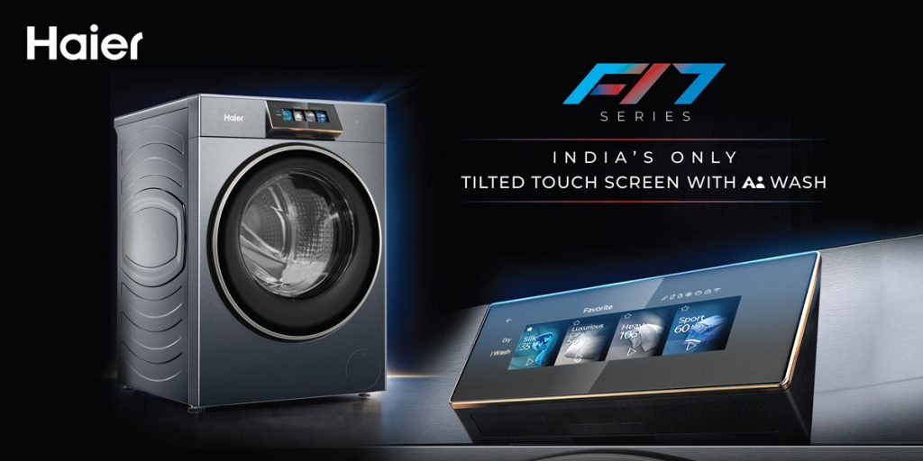 Haier F17 series 12kg washer dryer with Tilted Touch Screen and AI Wash launched in India