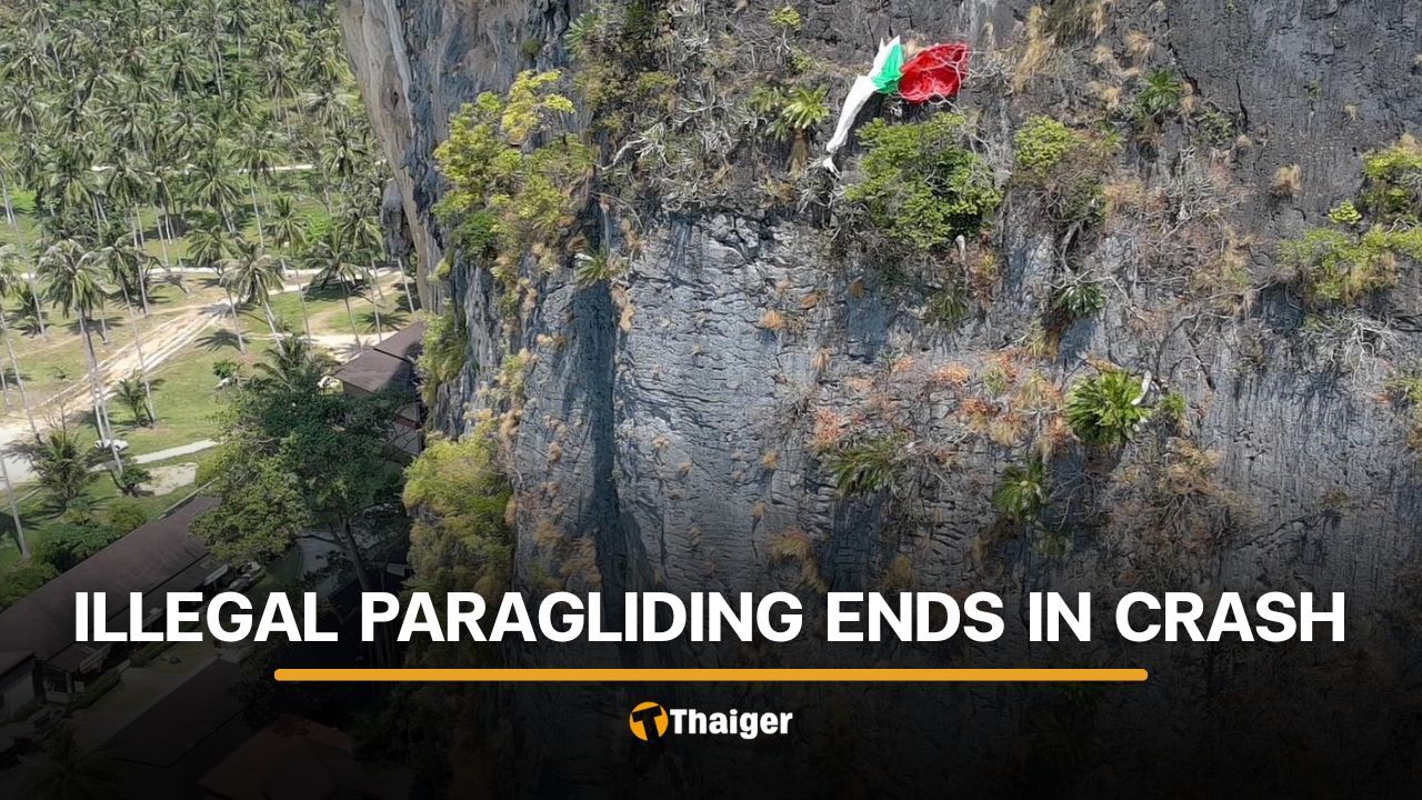 Illegal paragliding leaves British tourist injured on Krabi cliff