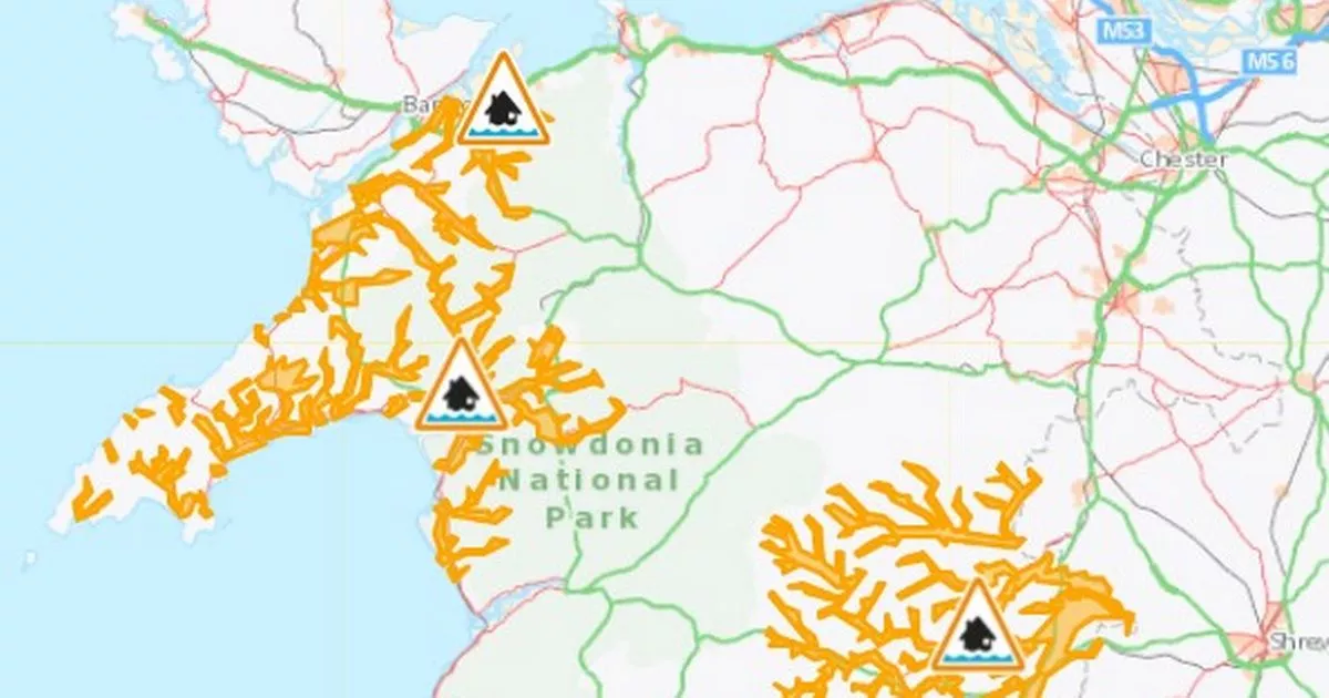 The North Wales Storm Amy flood alerts in force