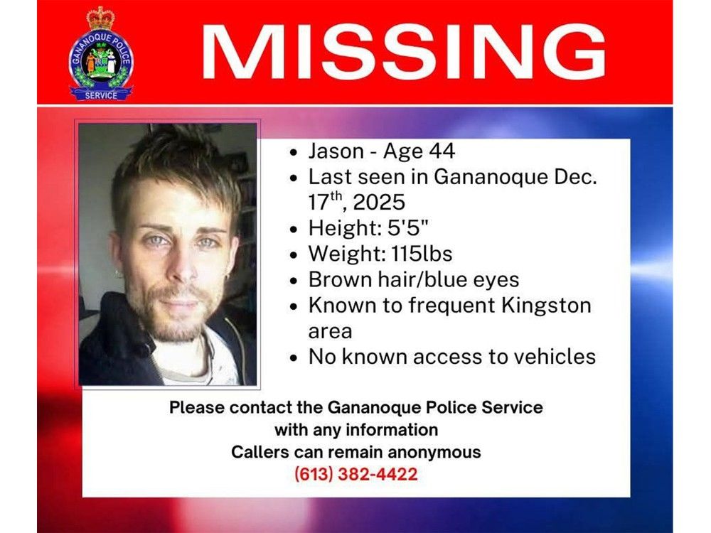 Missing man known to frequent Kingston, last seen in Gananoque