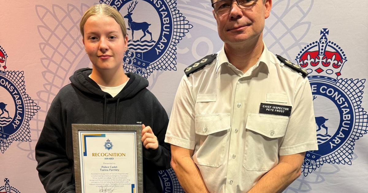 Police cadet recognised for keeping cool during emergency
