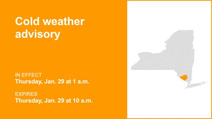 NY weather: Cold weather advisory for Orange County until Thursday morning