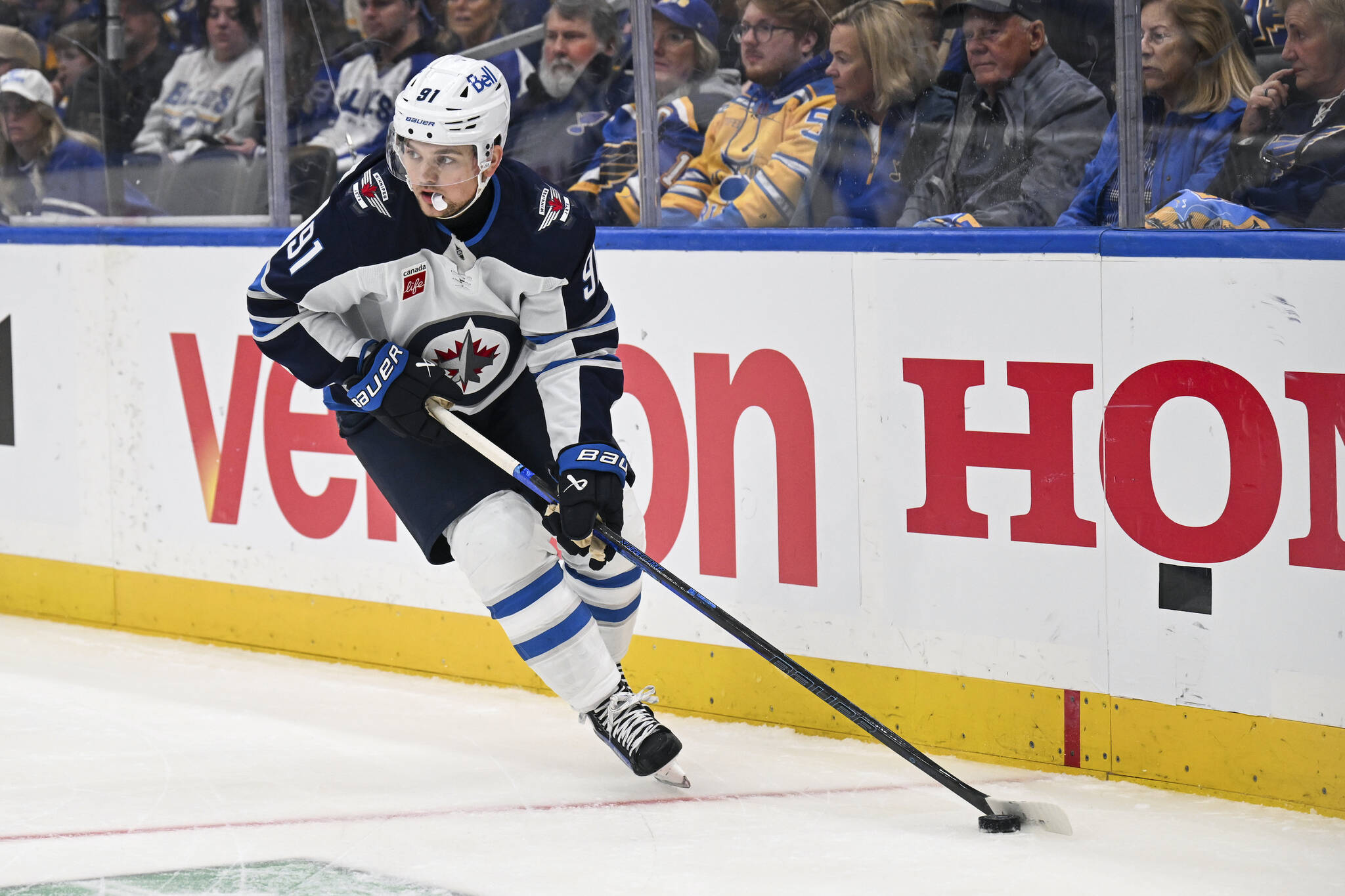 Jets rally to earn a 5-4 shootout victory over Flames, but DeMelo and Perfetti leave early