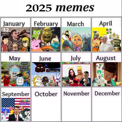 Meme of the Month Calendars - 2025 Meme Calendar - September update