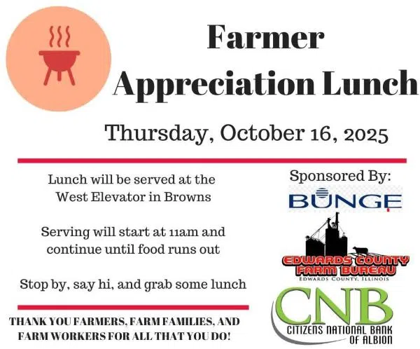 FARMER APPRECIATION LUNCH TO BE HELD OCTOBER 16TH IN BROWNS