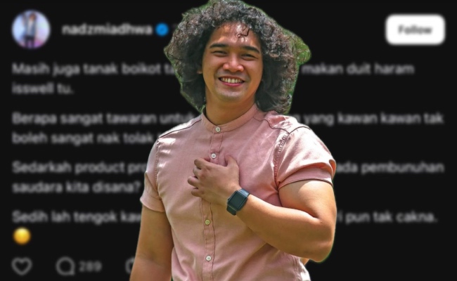 ‘Masih Juga Tak Nak Boikot’ – Nadzmi Adhwa Tempelak Rakan Selebriti