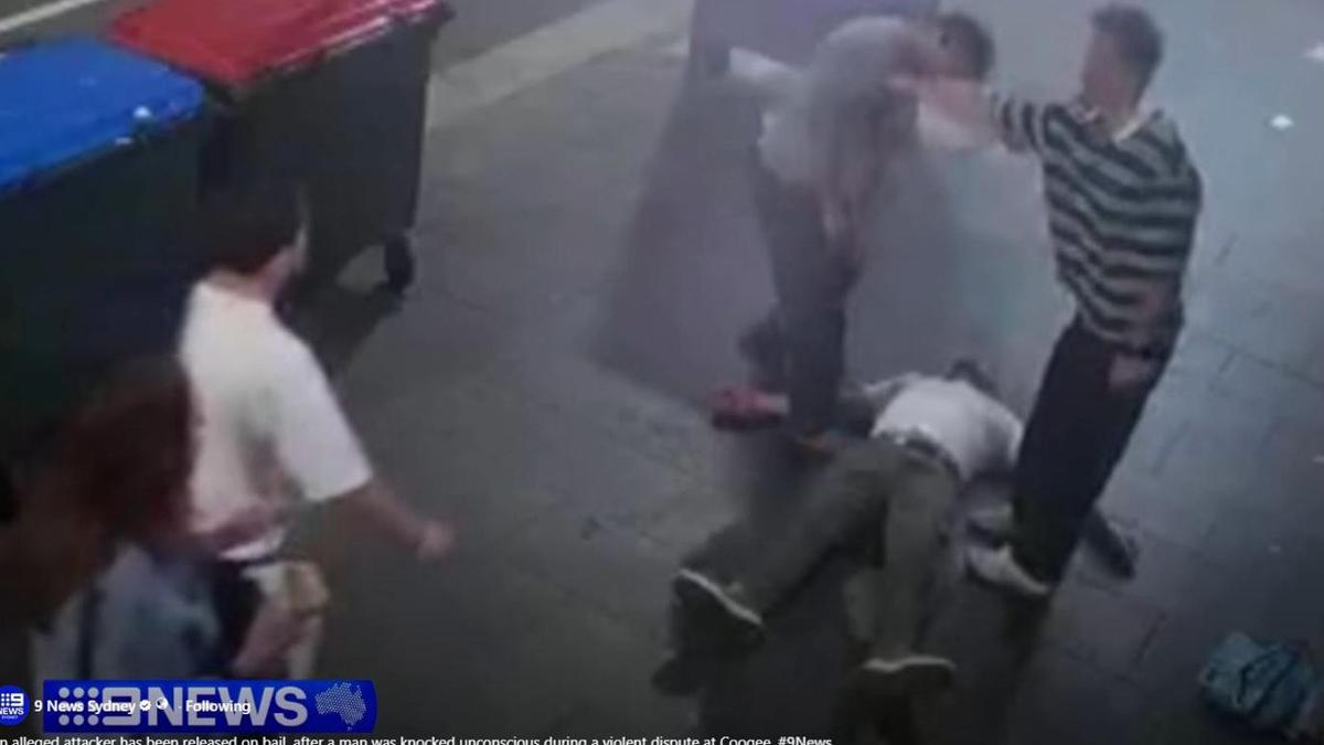 Man charged after alleged Coogee assault as security footage shows bystanders rushing to help