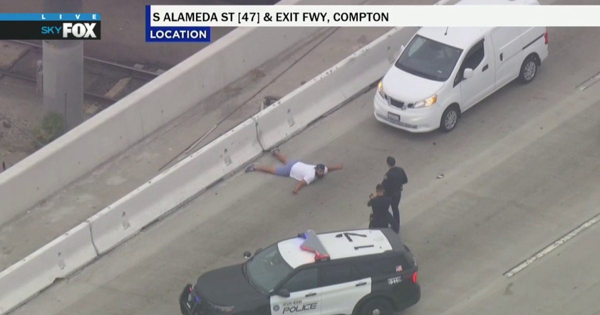 Father arrested after LA County freeway pursuit with 6-year-old child in van