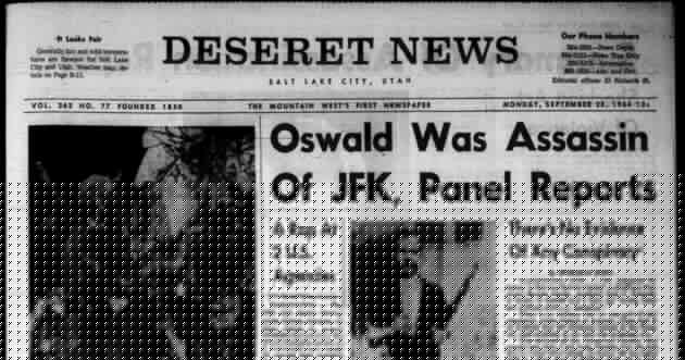 Deseret News archives: Warren Commission in 1964 said Lee Harvey Oswald acted alone