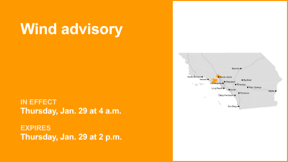Wind advisory issued for Los Angeles County until Thursday afternoon