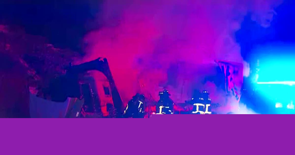 Tractor-trailer rig ignites overnight on I-20 after crash